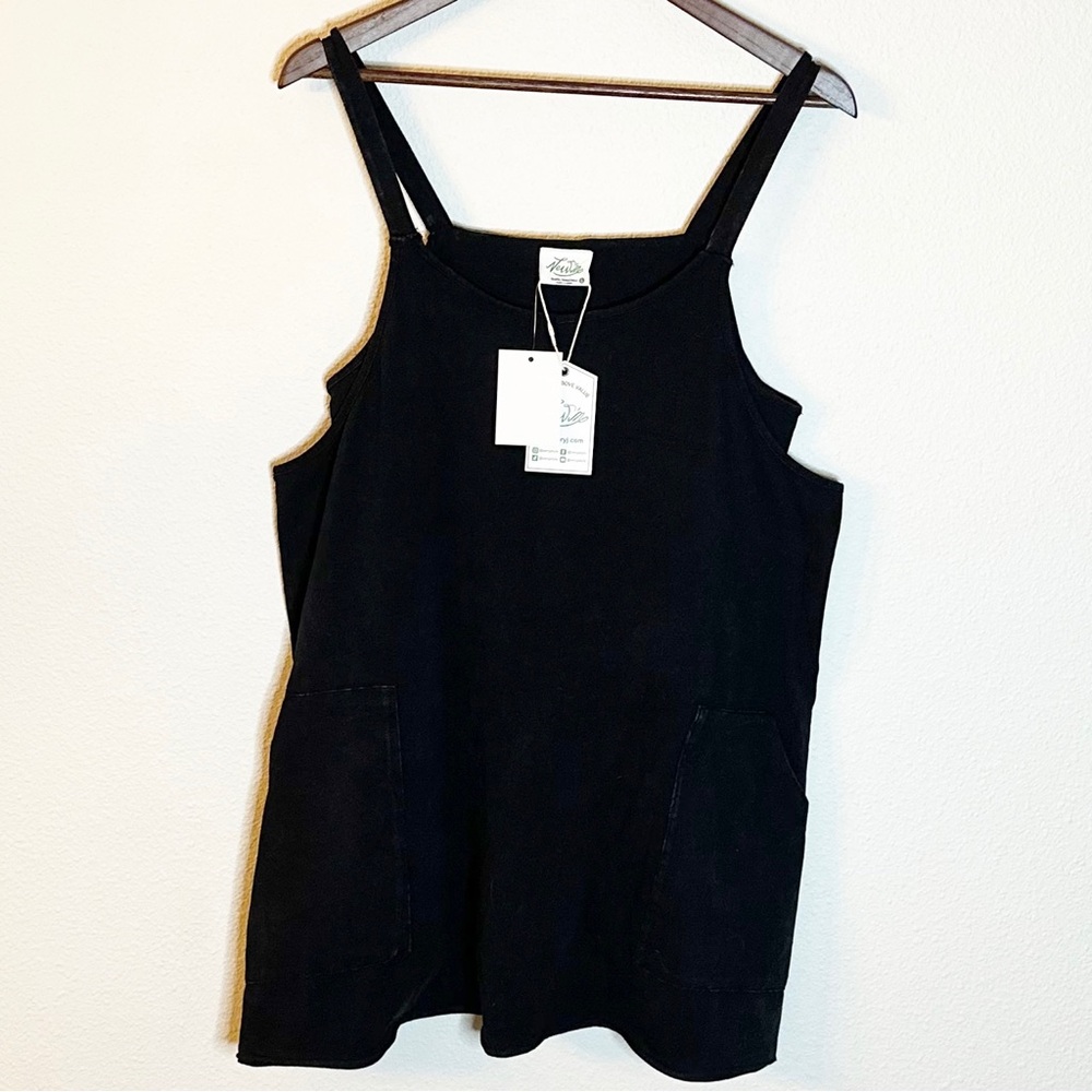 Distressed Black Newin Knit Mini Romper Dress size L - Picture 6 of 12
